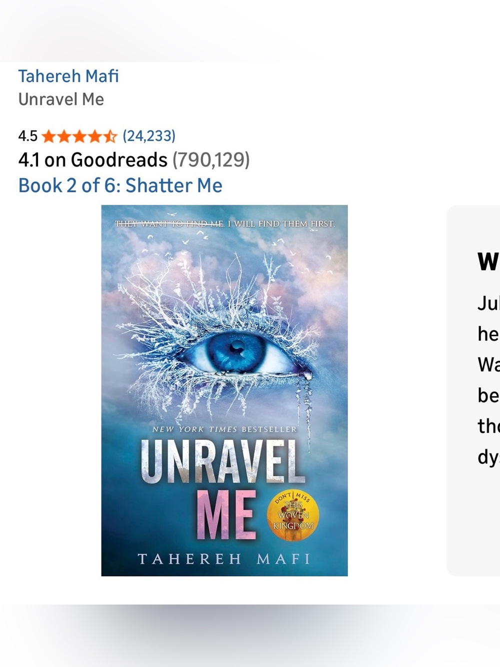Unravel Me Paperback Book - Blue/Pink Cover